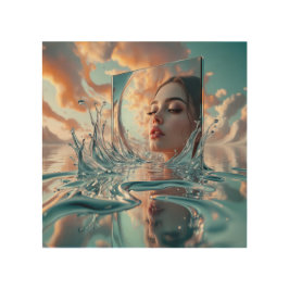 Impresión En Madera Retrato surrealista de espejo de agua — Reflejo fa