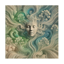 Rostro abstracto onírico con elementos de la natur