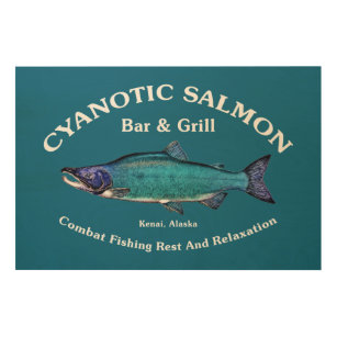 Impresión En Madera Salmon Bar & Grill Cyanotic
