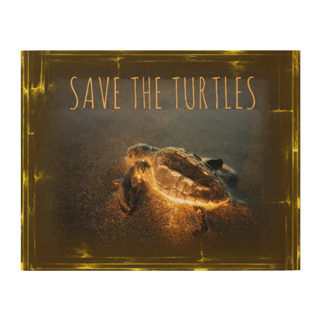 Impresión En Madera Salvar a las tortugas (Anverso)