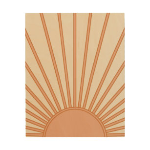 Impresión En Madera Sol Sunrise Earth Tones Terracotta Retro Sunshine