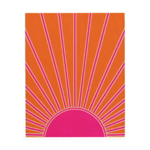Impresión En Madera Sol Sunrise Naranja Y Sol Pink Preppy