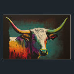 Impresión En Madera Texas Longhorn Cow Pop Art Wood Art<br><div class="desc">Presentamos una obra de arte de madera única que capta el icónico estilo Pop Art y el espíritu escarpado del ganado longhorn de Texas. Esta impresionante obra de arte es un extracto llamativo. Con sus colores llamativos y su diseño distintivo, este Pop Art Texas Longhorn Cow Wood Art seguramente será...</div>