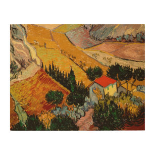 Impresión En Madera Vincent van Gogh - Paisaje, Casa y Payaso