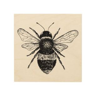 Impresión En Madera Vintage Bee Wood Art