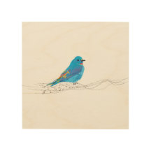 Wood Wall Art Blue Bird Music Notes Branch, Music