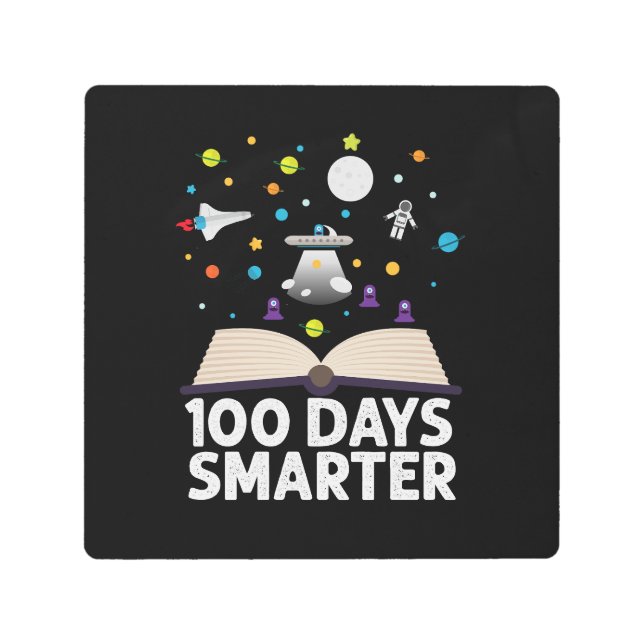 Impresión En Metal 100 días de clases Espacio para libros más intelig (Anverso)