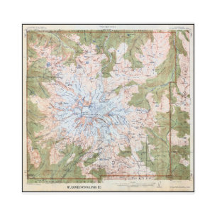 IMPRESIÓN EN METAL 1915 MT. MAPA TOPOGRÁFICA DE LLUVIA