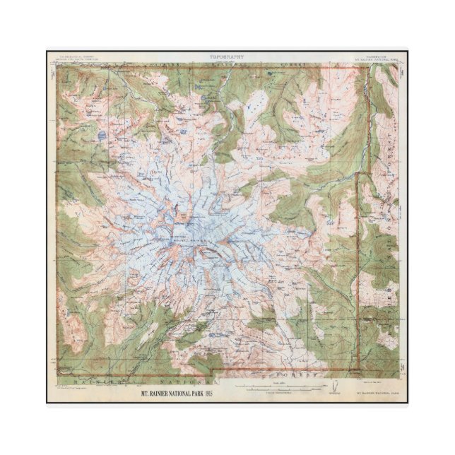 IMPRESIÓN EN METAL 1915 MT. MAPA TOPOGRÁFICA DE LLUVIA (Anverso)