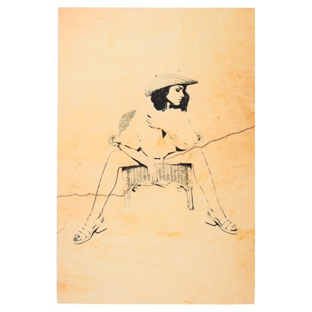 Impresión En Metal 24' x 36'' Mujer en mimbre (Anverso)