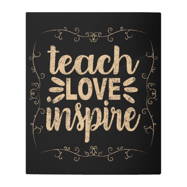 Impresión En Metal 2- Enseñar amor inspira camiseta, profesor retro v (Anverso)