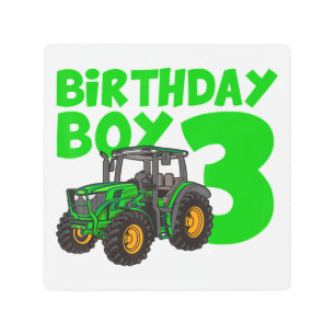 Impresión En Metal 3.ᵉʳ cumpleaños de la granja de tractores de 3 año
