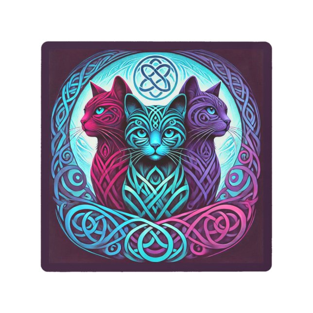 Impresión En Metal 3 Celtic Cats C Suite (Anverso)
