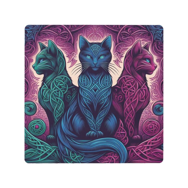 Impresión En Metal 3 gatos celtas (Anverso)