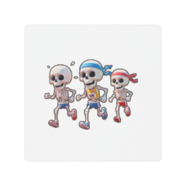 Impresión En Metal “3D Cartoon Skeleton Race • Funny Running Skeleton