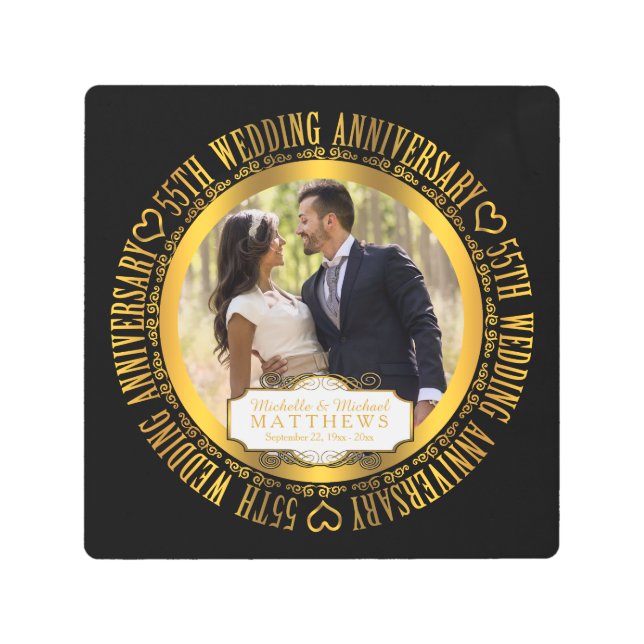 Impresión En Metal 55° aniversario Boda foto Keepsake (Anverso)