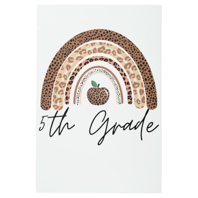 Impresión En Metal 5th grade teacher leopard rainbow Thanksgiving day (Anverso)
