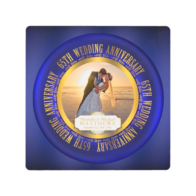 Impresión En Metal 65° Aniversario Boda Foto Keepsake (Anverso)