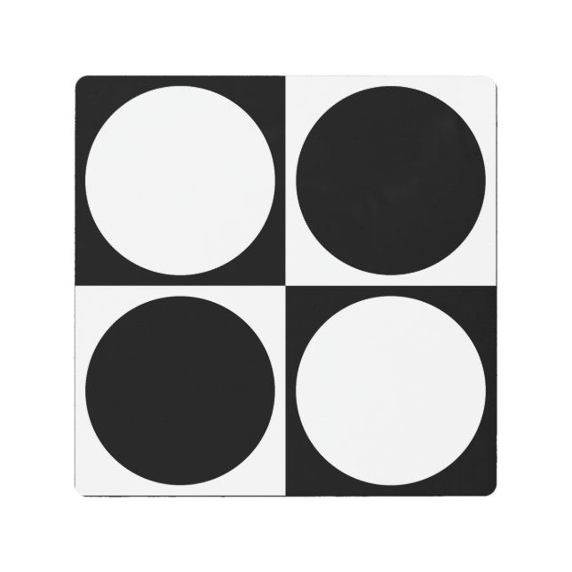 Impresión En Metal 70s Checks and Circles Black and White (Anverso)