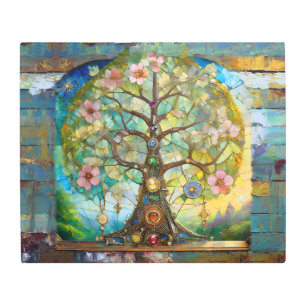 Impresión En Metal 7 Chakra Blossoming Tree Of Life
