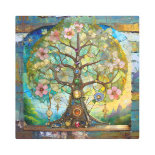 Impresión En Metal 7 Chakra Blossoming Tree Of Life