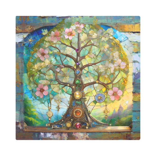 Impresión En Metal 7 Chakra Blossoming Tree Of Life (Anverso)
