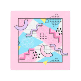 Impresión En Metal 80's Memphis Active Pink Light Blue