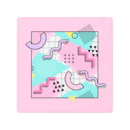 Impresión En Metal 80's Memphis Active Pink Light Turquoise