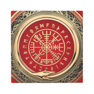 Impresión En Metal [900] Vegvisir - Viking Gold Magic Runic Compass