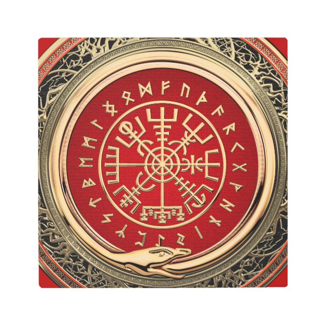 Impresión En Metal [900] Vegvisir - Viking Gold Magic Runic Compass (Anverso)