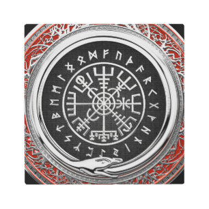 Impresión En Metal [900] Vegvisir - Viking Silver Magic Runic Compass