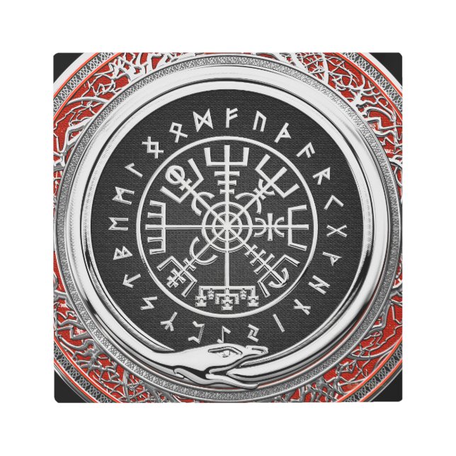 Impresión En Metal [900] Vegvisir - Viking Silver Magic Runic Compass (Anverso)