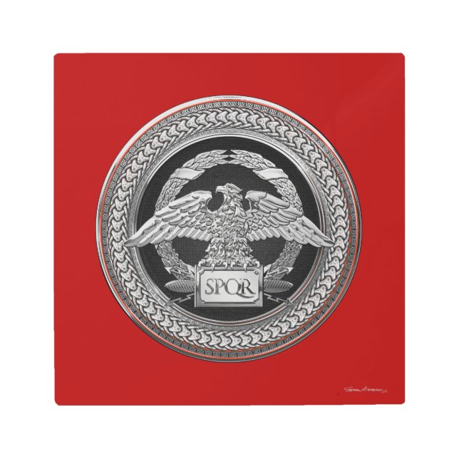 Impresión En Metal [901] Águila imperial romana plateada sobre Medall (Anverso)