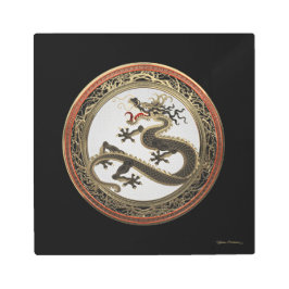 Impresión En Metal [901] Dragón oriental sagrado de oro y negro