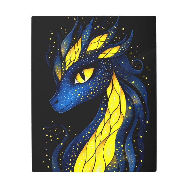 Impresión En Metal A dragon with glowing yellow scales (Anverso)