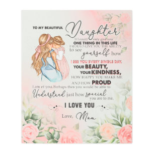 Impresión En Metal A Mi Hija, A Mi Hija Y A Mi Mamá