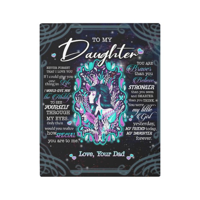 Impresión En Metal A Mi Hija Regalo, Carta A La Hija De Papá (Anverso)