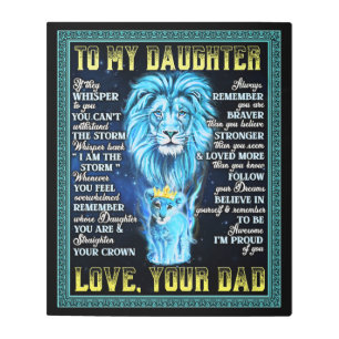Impresión En Metal A mi hija, regalo de papá león