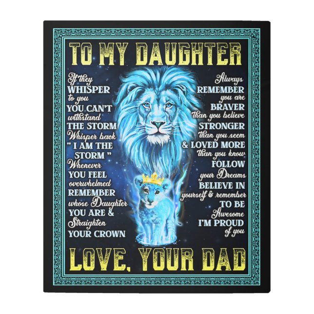 Impresión En Metal A mi hija, regalo de papá león (Anverso)