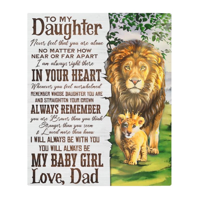 Impresión En Metal A mi regalo de hija de león, regalo de cumpleaños  (Anverso)