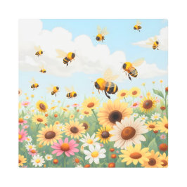Impresión En Metal Abejas y ilustracion florido