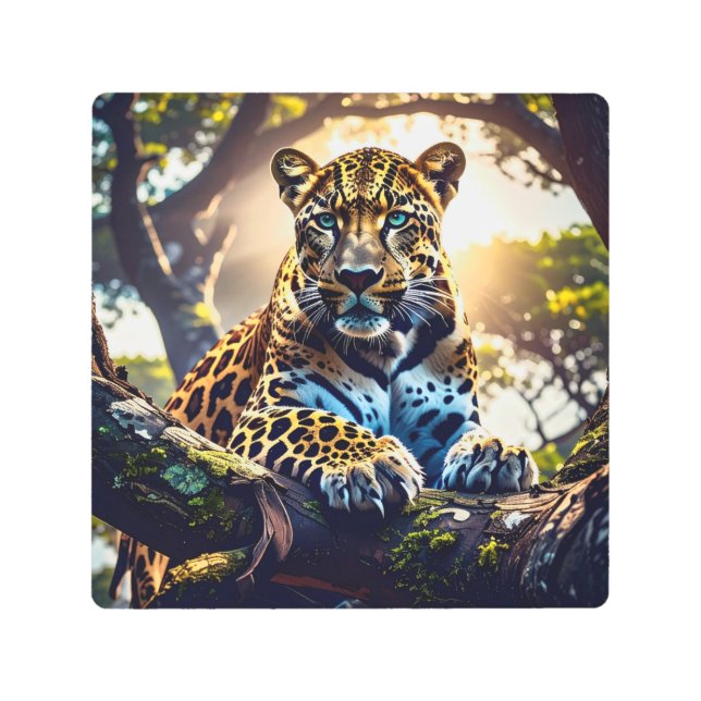 Impresión En Metal - Abstract Leopard in Tree – Bold Wildlife  (Anverso)