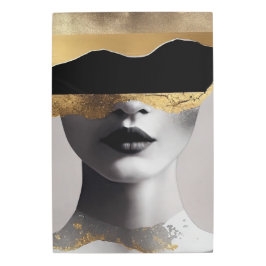 Impresión En Metal Abstract Woman Gold Black Surrealist Art Elegant