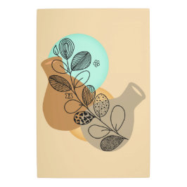 IMPRESIÓN EN METAL ABSTRACTO BOHEMIANO MINIMALISTA DE HOJA NEGRA