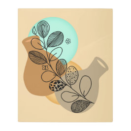 IMPRESIÓN EN METAL ABSTRACTO BOHEMIANO MINIMALISTA DE HOJA NEGRA