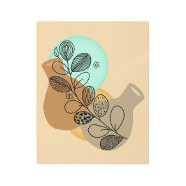 IMPRESIÓN EN METAL ABSTRACTO BOHEMIANO MINIMALISTA DE HOJA NEGRA