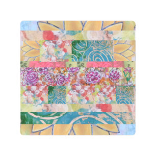 Impresión En Metal Abstracto Floral