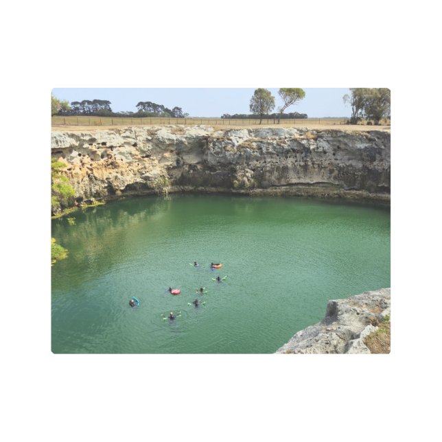 Impresión En Metal Acantilados de caliza y aguas esmeraldas (Anverso)