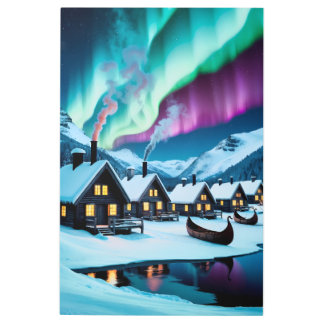Impresión En Metal Acogedor pueblo nórdico