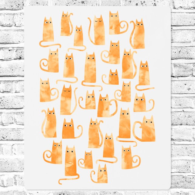 Impresión En Metal Acuarela de gato naranja (Orange cat watercolor metal print)